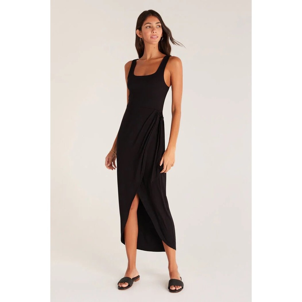 Z Supply Women's Dreamland Sarong Midi Dress XL Black Sundress Beach Vacation